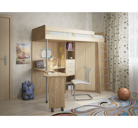 Детская кровать-чердак с рабочей зоной Милана-5, спальное место 200х80 см